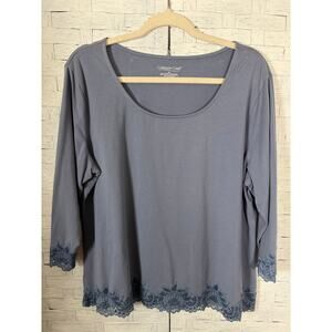 Coldwater Creek womens long sleeve T-shirt, Lace hem  cuff coquette Fairy core ￼